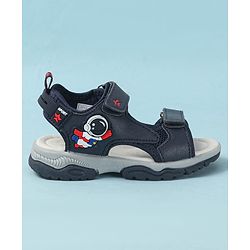 Cute Walk by Babyhug Velcro Closure Sandals with Astronaut Applique - Navy Blue