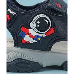 Cute Walk by Babyhug Velcro Closure Sandals with Astronaut Applique - Navy Blue