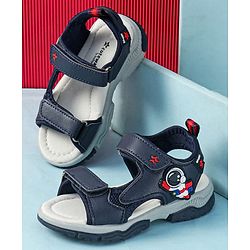 Cute Walk by Babyhug Velcro Closure Sandals with Astronaut Applique - Navy Blue