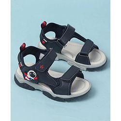 Cute Walk by Babyhug Velcro Closure Sandals with Astronaut Applique - Navy Blue
