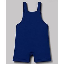 Babyhug 100% Cotton Single Jersey Knit Half Sleeves Striped Dungaree & T-Shirt with Cub Face Applique - Navy