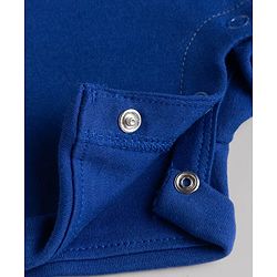 Babyhug 100% Cotton Single Jersey Knit Half Sleeves Striped Dungaree & T-Shirt with Cub Face Applique - Navy