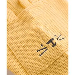 Babyhug 100% Cotton Knit Half Sleeves Striped & Text Embroidered Dungaree Set With T-Shirt - Khaki