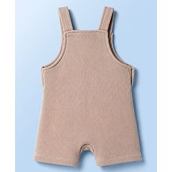 Babyhug 100% Cotton Single Jersey Knit Dungaree & Half Sleeves T-Shirt With Teddy Bear Emboridery - White