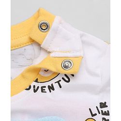 Babyhug 100% Cotton Waffle Knit Half Sleeves Tee and Dungaree with Knee Length and Lion Applique in White for 3-6 Months
