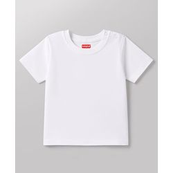 Babyhug 100% Cotton Single Jersey Knit Half Sleeves Dino Applique Dungaree With Inner Tee - White