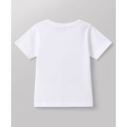 Babyhug 100% Cotton Single Jersey Knit Half Sleeves Dino Applique Dungaree With Inner Tee - White