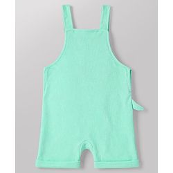 Babyhug 100% Cotton Single Jersey Knit Half Sleeves Dino Applique Dungaree With Inner Tee - White