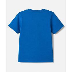 Babyhug 100% Cotton Interlock Knit Half Sleeves T-Shirt & Striped Shorts With Dino Print - Blue