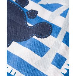 Babyhug 100% Cotton Interlock Knit Half Sleeves T-Shirt & Striped Shorts With Dino Print - Blue