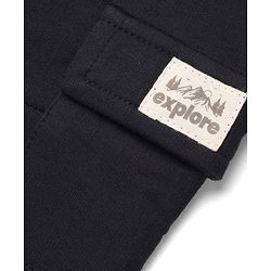 Babyhug Cotton Terry Knit Full Length Lounge Pant With Cargo Pockets & Patch - Black
