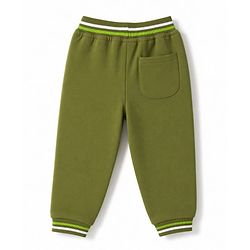 Babyhug 100% Cotton Terry Knit Full Length Joggers With Ready To Explore Text Print - Green