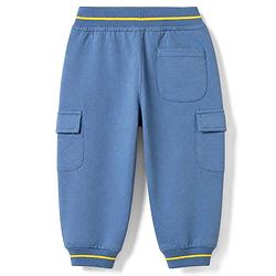 Babyhug Cotton Terry Knit Lounge Pant with Ribbed Waist - Blue