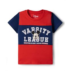 Babyhug Disney Single Jersey Knit Half Sleeves T-Shirt & Shorts Set With Mickey Mouse Graphics - Multicolor