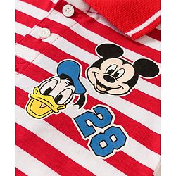 Babyhug Disney Single Jersey Knit Half Sleeves Polo T-Shirt with Stripes & Mickey Mouse Print Pack of 2 - Multicolour