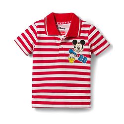 Babyhug Disney Single Jersey Knit Half Sleeves Polo T-Shirt with Stripes & Mickey Mouse Print Pack of 2 - Multicolour