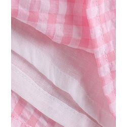 Babyhug Seer Sucker 100% Cotton Woven Sleeveless Top with Bow Applique and Checks Print - Pink