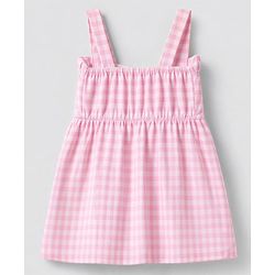 Babyhug Seer Sucker 100% Cotton Woven Sleeveless Top with Bow Applique and Checks Print - Pink