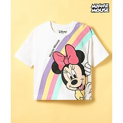 Babyhug Disney Cotton Knit T-Shirts Half Sleeves with Minnie Mouse Graphics White 3-6 Months
