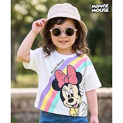 Babyhug Disney Cotton Knit T-Shirts Half Sleeves with Minnie Mouse Graphics White 3-6 Months