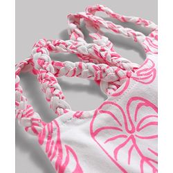 Babyhug 100% Cotton Knit Sleeveless Tropical Theme Printed Top - Pink & White