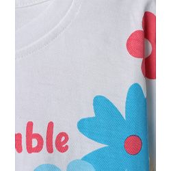 Babyhug 100% Cotton Knit Half Sleeves Floral Printed Oversized Top - Multicolor