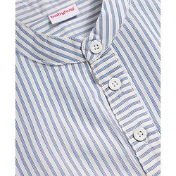 Babyhug Cotton Woven Half Sleeves Striped Kurta Style Shirt & Denim Shorts Set - Blue