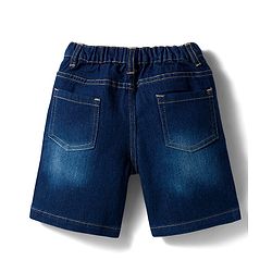 Babyhug Cotton Woven Half Sleeves Striped Kurta Style Shirt & Denim Shorts Set - Blue