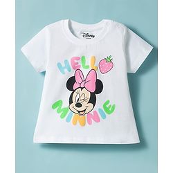 Babyhug Disney Half Sleeves T-Shirt & Shorts Night Suit With Minnie Mouse Graphics - White