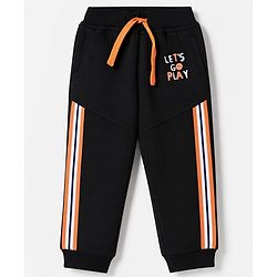 Babyhug 100% Cotton Terry Knit Full Length Lets Go Play Printed Lounge Pant - Black