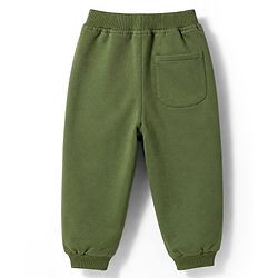 Babyhug 100% Cotton Terry Knit Full Length Lounge Pant Text Print - Olive