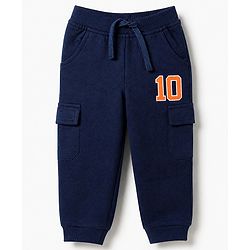 Babyhug Cotton Terry Knit Jogger Fit Full Length Lounge Pants with 10 Print in Blue