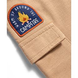 Babyhug 100% Cotton Terry Knit Full Length Lounge Pant with Badge- Cream