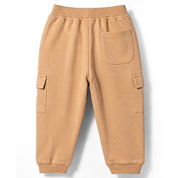Babyhug 100% Cotton Terry Knit Full Length Lounge Pant with Badge- Cream