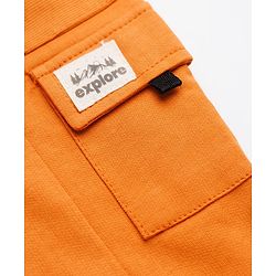Babyhug Cotton Terry Full Length Knit Track Pant with Ribbed Waist and Explore Patch in Rust Orange