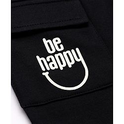 Babyhug Cotton Terry Knit Full Length Track Pant with Yeah Print - Black