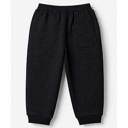 Babyhug Cotton Terry Knit Full Length Track Pant with Yeah Print - Black