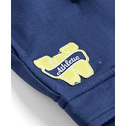 Babyhug Cotton Terry Knit Lounge Pant with Cargo Pockets & Athletic Patch - Navy Blue