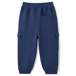 Babyhug Cotton Terry Knit Lounge Pant with Cargo Pockets & Athletic Patch - Navy Blue