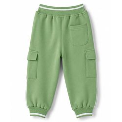 Babyhug 100% Cotton Terry Knit Full Length Player of The Year Printed Lounge Pant With Cargo Pocket & Tape Detailing - Light Green