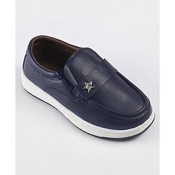 Cute Walk by Babyhug Slip On Loafers With Star Applique - Navy Blue