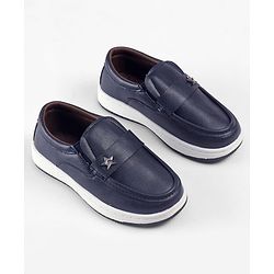 Cute Walk by Babyhug Slip On Loafers With Star Applique - Navy Blue