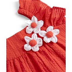Babyhug 100% Cotton Dobby Woven Sleeveless Top With Floral Applique - Red