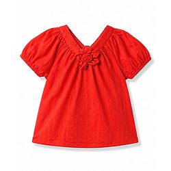 Babyhug Cotton Woven Top Half Sleeves Applique Detailing Multi Color 12-18 Months