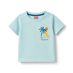 Babyhug 100% Cotton Single Jersey Knit Half Sleeves T-Shirt & Shorts Set With Tropical Theme - Sea Green