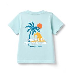 Babyhug 100% Cotton Single Jersey Knit Half Sleeves T-Shirt & Shorts Set With Tropical Theme - Sea Green