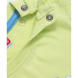 Babyhug 100% Cotton Single Jersey Knit Sleeveless T-Shirt & Shorts Set With Tropical Theme - Limegreen & Blue