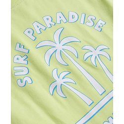 Babyhug 100% Cotton Single Jersey Knit Sleeveless T-Shirt & Shorts Set With Tropical Theme - Limegreen & Blue