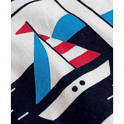 Babyhug 100% Cotton Single Jersey Knit Half Sleeves T-Shirt & Shorts Set With Tropical Theme - White & Navy Blue