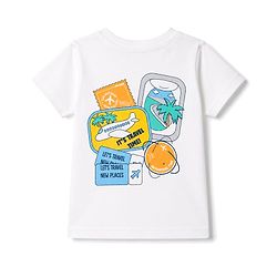 Babyhug Single Jersey Knit Half Sleeves T-Shirt & Shorts Set With Tropical Theme - White